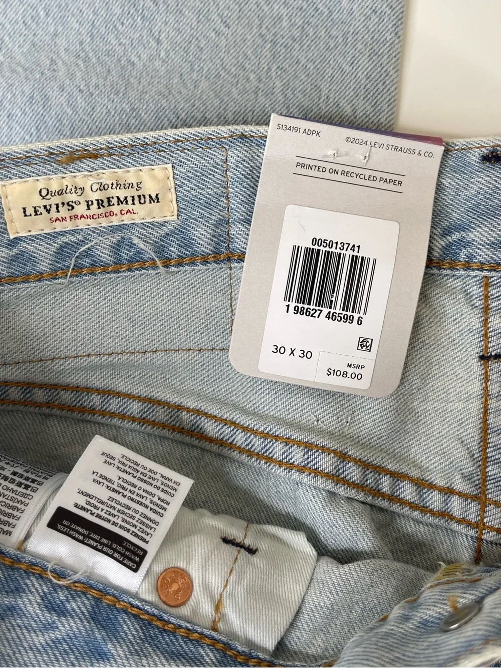 NEW Levi's Premium Men's 501 Thermodapt Button-Fly Straight Leg Jeans Size 30x30